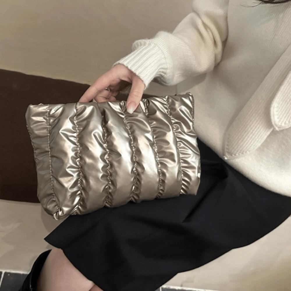 Elegant Puffer Makeup Clutch Purse Space Cotton Toiletry Storage Organizer  Women