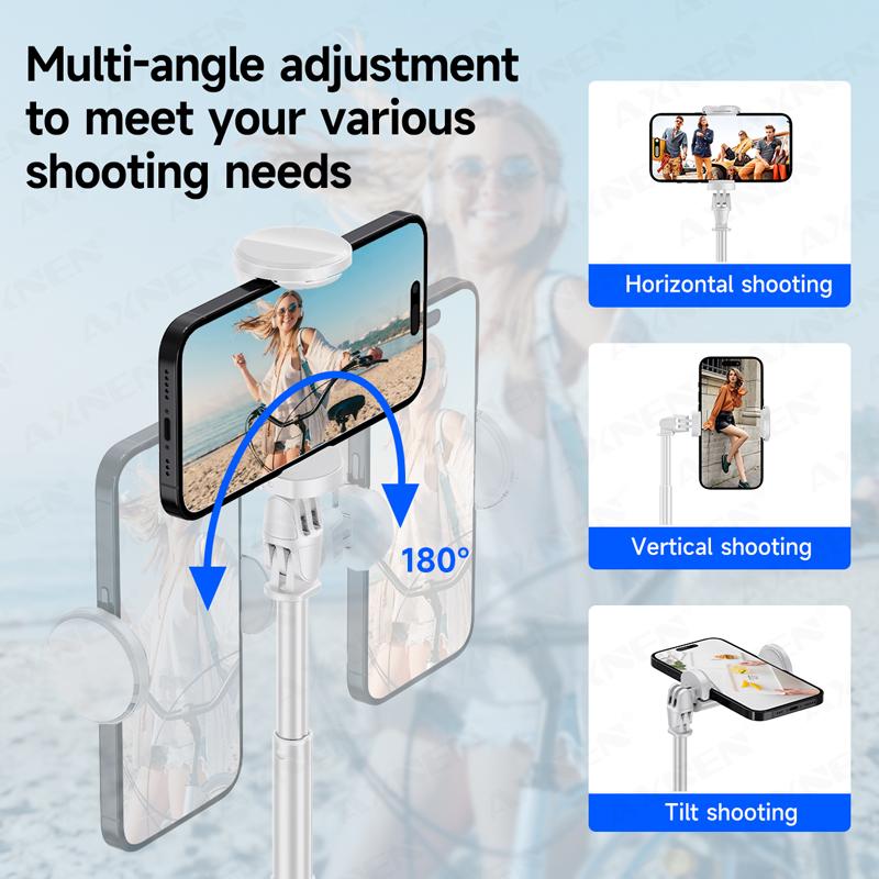 White Selfie Stick Tripod Portable 70 Inch All-in-one Auto Pop Open Wireless Bluetooth Magnetic Remote Control Smartphone Stand 7