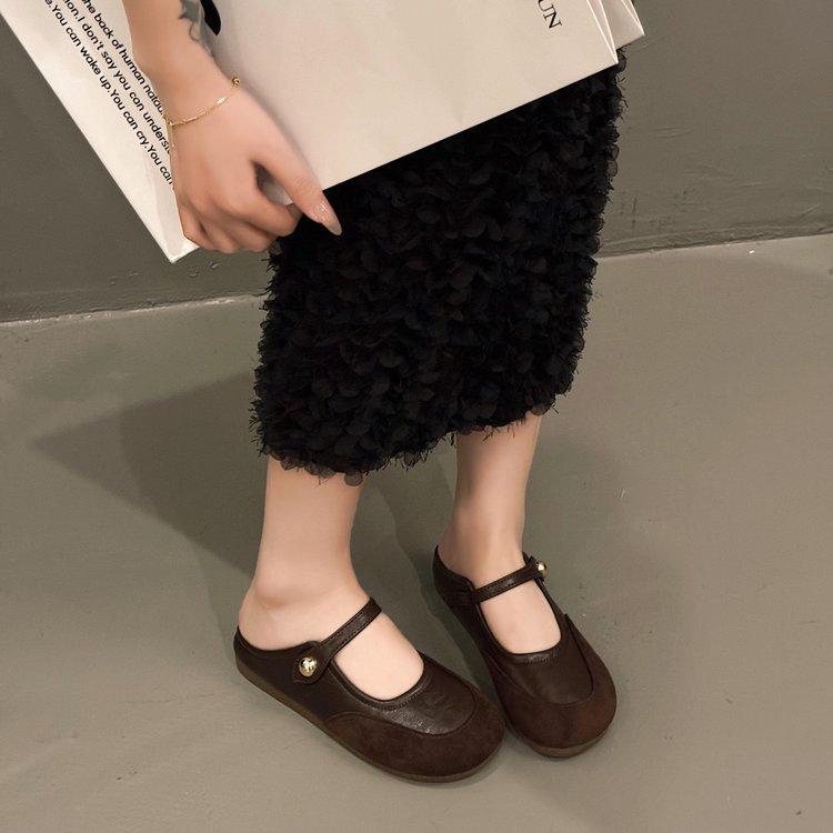 [Youshilai] Korean Version of Comfortable Outer Wear Bag Head Half Slippers Women's 2025 Spring New One-pedal Lazy Muller Shoes
