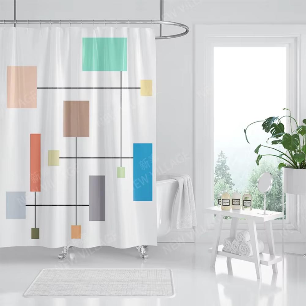 VIKAMA Nordic Minimalist Printed Shower Curtain, Water-Proof And Washable. For Bathroom Windows, Bathtub Bath Curtain Home Decor