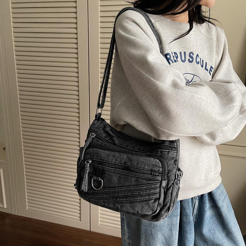 Retro Denim Bag Women's 2025 New Fashion Commuter Tote Bag Casual Simple Large Capacity Shoulder Crossbody