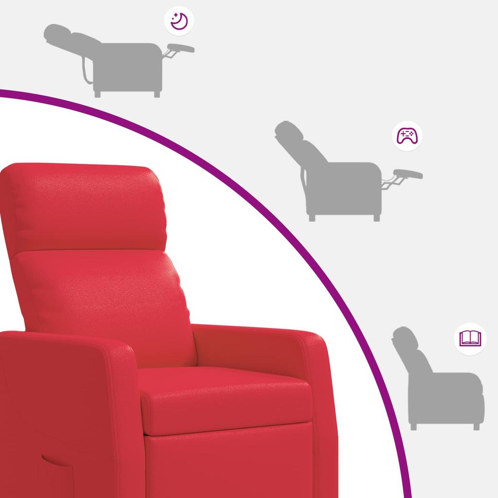 Recliner Chair Red Artificial Leather