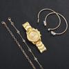 5PCs/Set Women Fashion Stainless Steel Watch Golden Color Quartz Watch With  Butterfly Bracelet Set