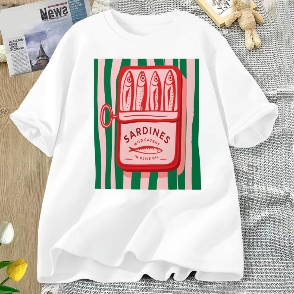 Sardines Tshirt Trend Italy Lovers T Shirt Women Men Cotton Short Sleeve Tshirt Causal Round Neck Men and Womens Clothing