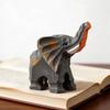 Hand Carved Wooden Elephant Statue Figurine Hand Painted Home Decor Lucky Feng Shui Sculpture Craft Ornament Desk Home Decor