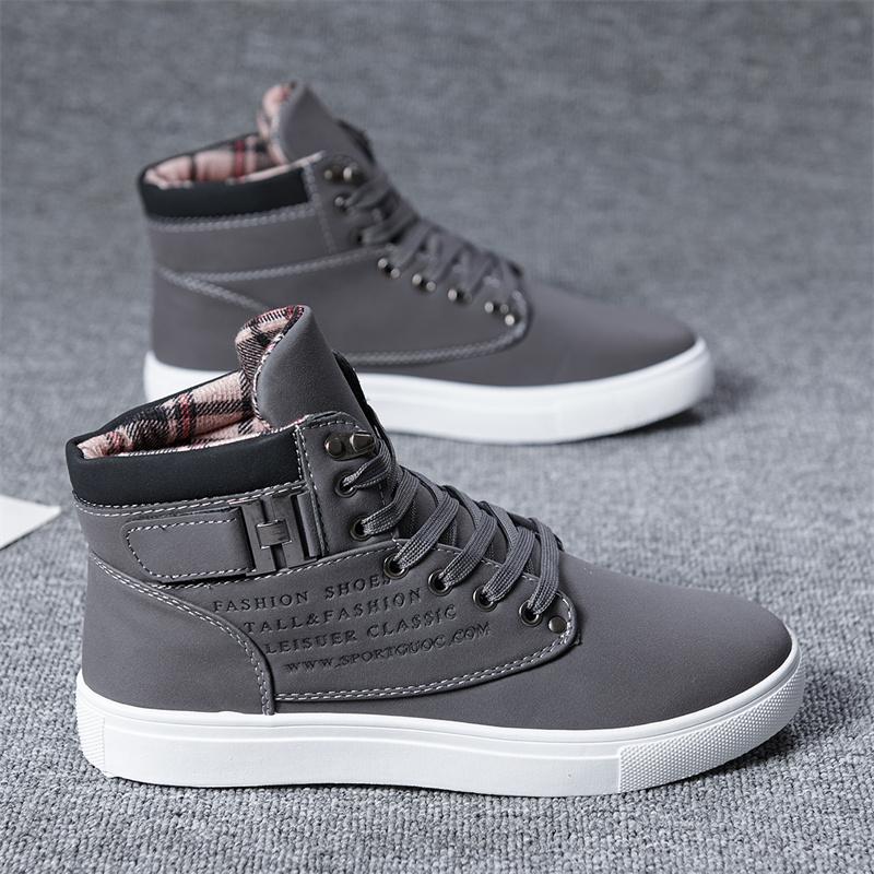 Модные мужские новые плоские легкие нескользящие высокие спортивные повседневные туфли — фото 6