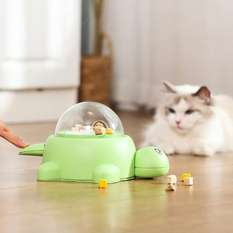 Plastic Rotating Pet Bowl For Dog Featuring Treat Dispensing Animal Feeder Toy Training Design