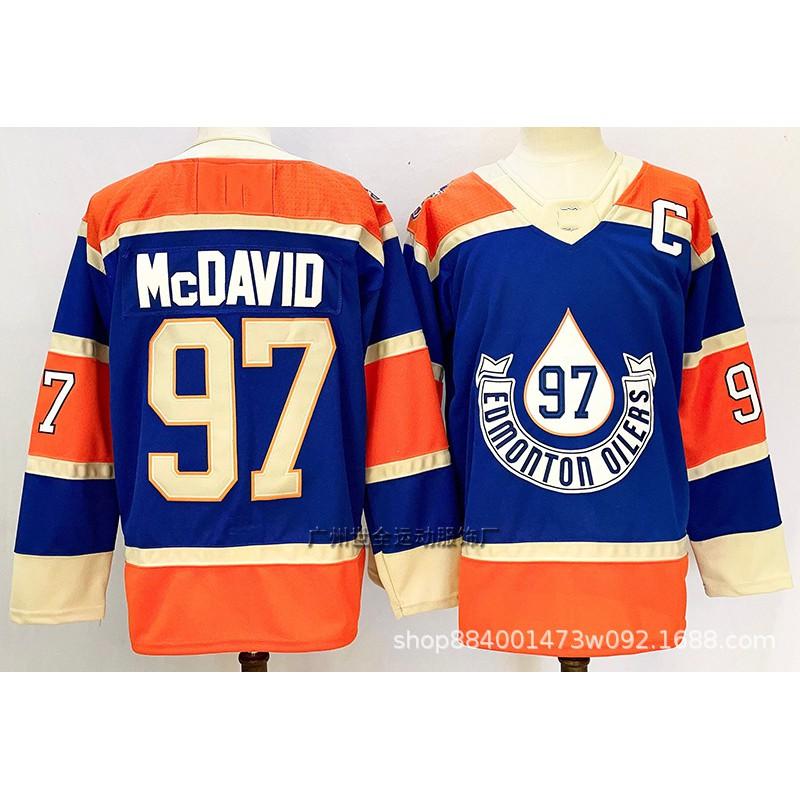Mens Retro Ice Hockey Jersey Custom Embroidered 97 99 McDavid Gretzky Style Cotton Blend Training Shirt