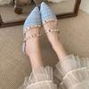 Fashion Rivet Wrapped Head Semi-drag Women Wear New Pointed Toe Shallow Mouth Slip-on Low-heeled Shoes in Summer