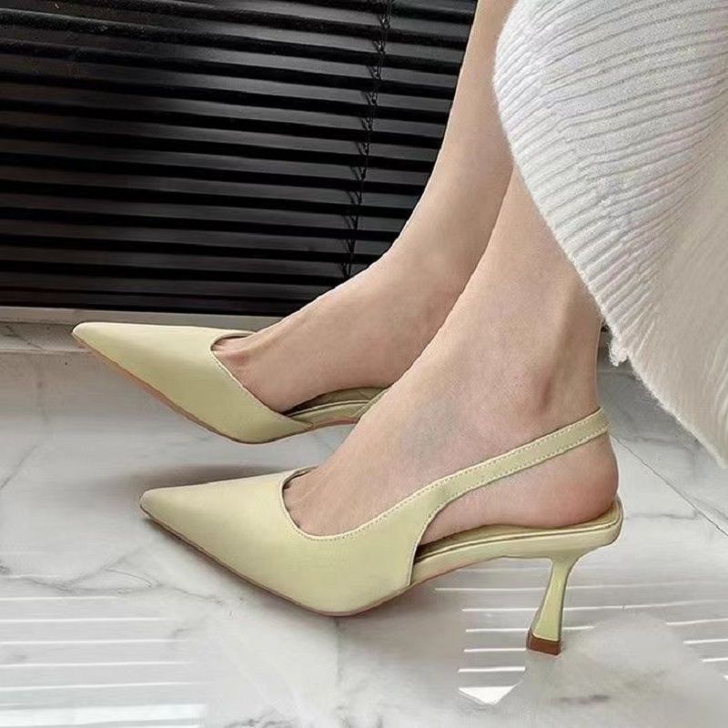 Pointed Thin Heels Single Shoes Niche Design Temperament High Heels Women's 2025 New Simple Bag Head Sandals Versatile