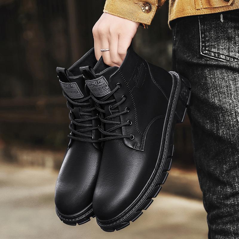 Handsome Stylish Men's Autumn Winter Work Boots Hightop Walking Shoes Hightcut Male Students Spring Chelsea Boots