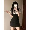College Style Age Reduction Fake Two-piece Splicing Dress Summer Pure Desire Spice Girl Waist Thin Hip Skirt