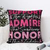 Breast Pink Support Admire Honor Breast Cancer Awareness Long Sleeve Pillow Cases Cushion Covers Decor Pillowcase for Bed