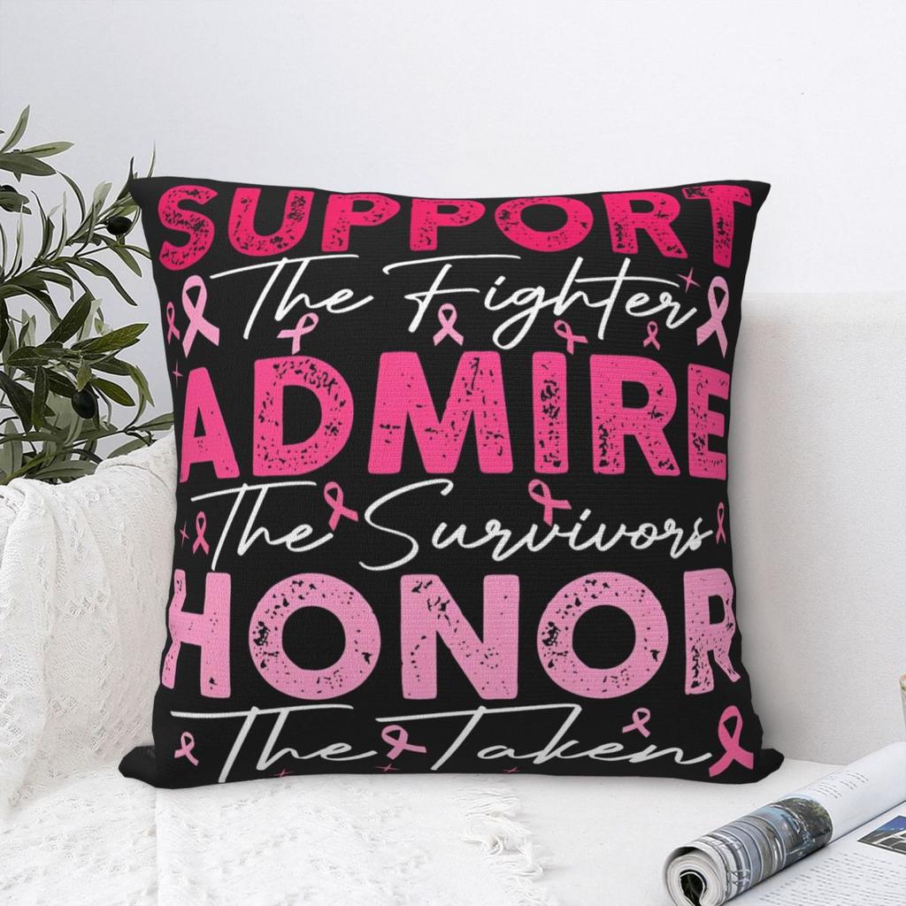 Breast Pink Support Admire Honor Breast Cancer Awareness Long Sleeve Pillow Cases Cushion Covers Decor Pillowcase for Bed