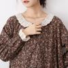 Johnature Japanse Bloemenjurk Losse Poppenkraag Strik Fake Twee Lange Mouwen Lange Jurken Vrouwen