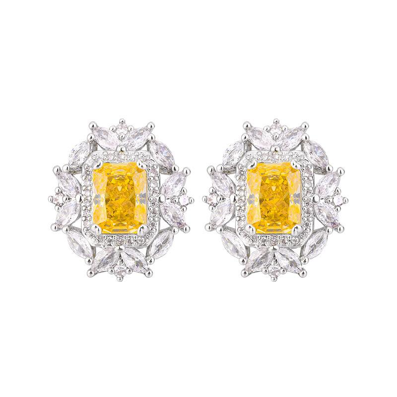 Bijoux d'automne et d'hiver Diamant à haute teneur en carbone Coupe Fleur de glace Laiton Diamant Cuivre Incrustation Ensemble Premium 10 * 12-6 * 8