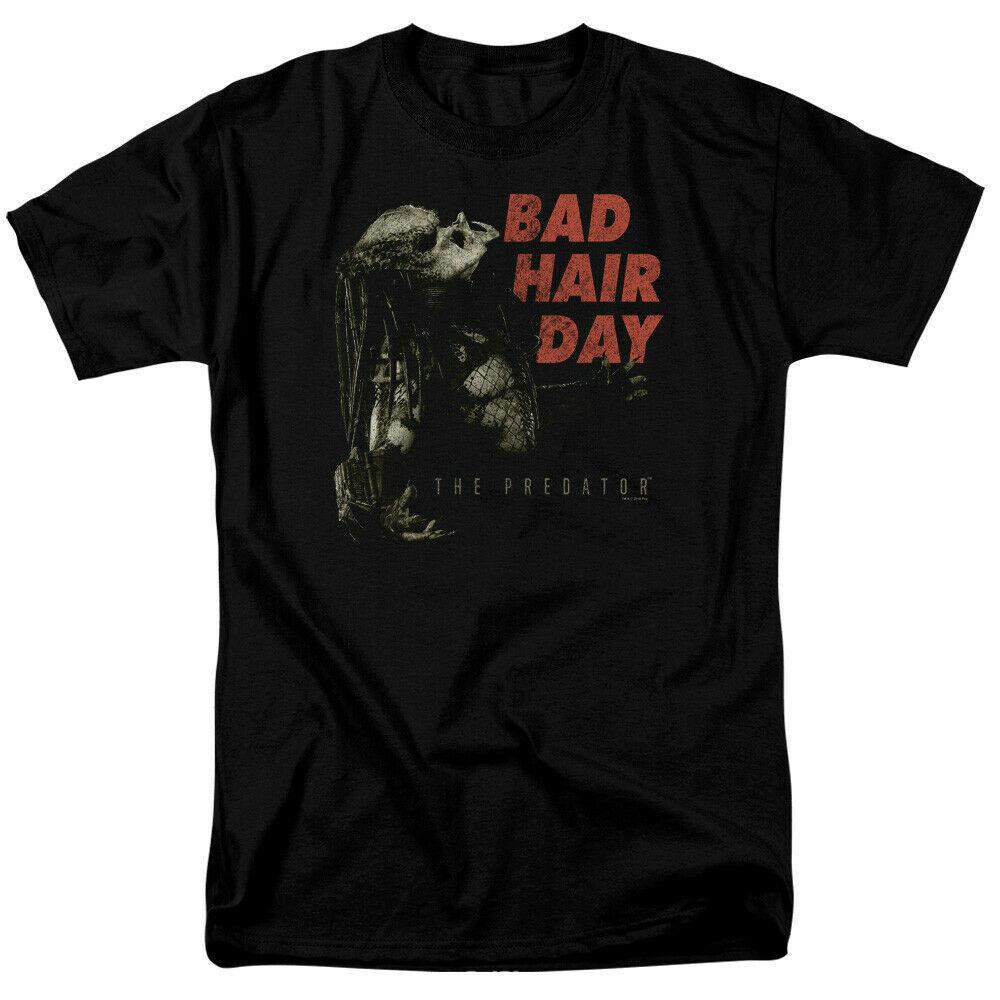 Predator Bad Hair Day T Shirt Licensed Sci-Fi Alien Movie Retro Classic Black S
