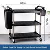 Three-tier Stainless Steel Service Cart: Meal, Food, Beverage, and Dish Collection Trolley for Restaurants and Hotels.