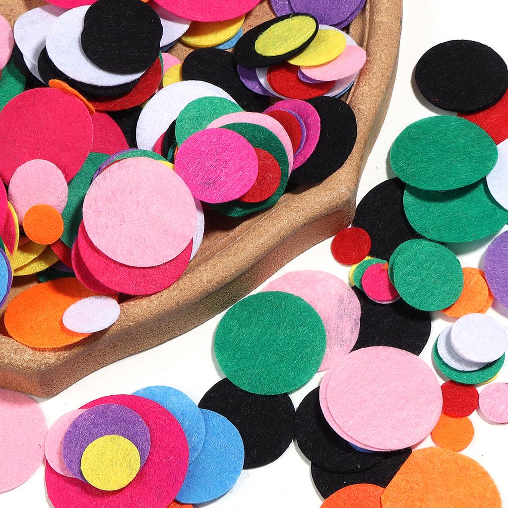 100-300pcs Round Non Woven Felt Circle Pads 15-45mm Colorful Fabric Patches Dots Appliques For DIY Scrapbook Handicrafts Decor