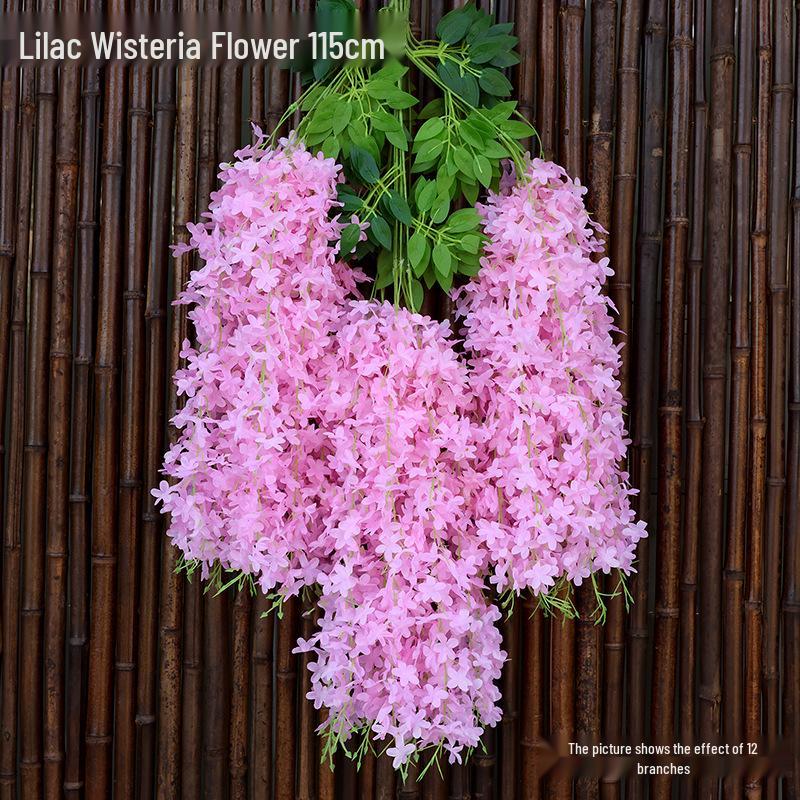 Artificial Wisteria Flower Garland: Violet Hanging Silk Vine for Weddings and Ceiling Decor