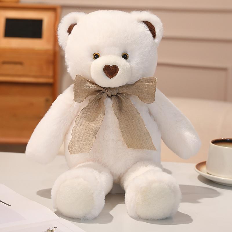40cm Lovely Cartoon Bear Plush Toys Stuffed Elegant Ribbon Bow Tie Bear Doll Warm Cozy Hugging Appease Animal Toys Kids Gift