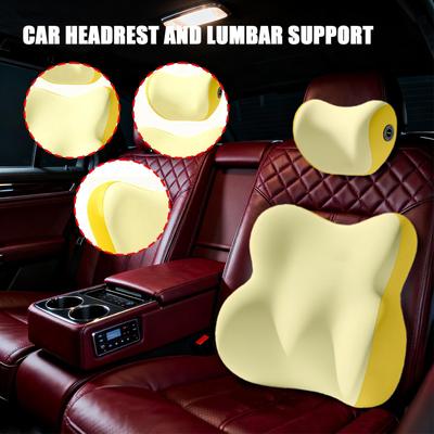 Lumbar Cushion For Car Memory Foam Ergonomic Auto Accessories Car Neck Pillow Kit For Vehicle Truck Travel Trip Commuting Daily