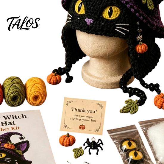 DIY Animal Hood Hat Halloween Crochet Kit, Skull Spider Bat Holiday Craft Project Spooky Pumpkin Earflap Kit for Adults Teens, Autumn Winter Creative