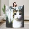 Decora Meowl Soft Warm Blanket  Airplane Travel Plush Throw Blanket Aesthetic Outdoor Flannel Bedspread Sofa Bed Cover
