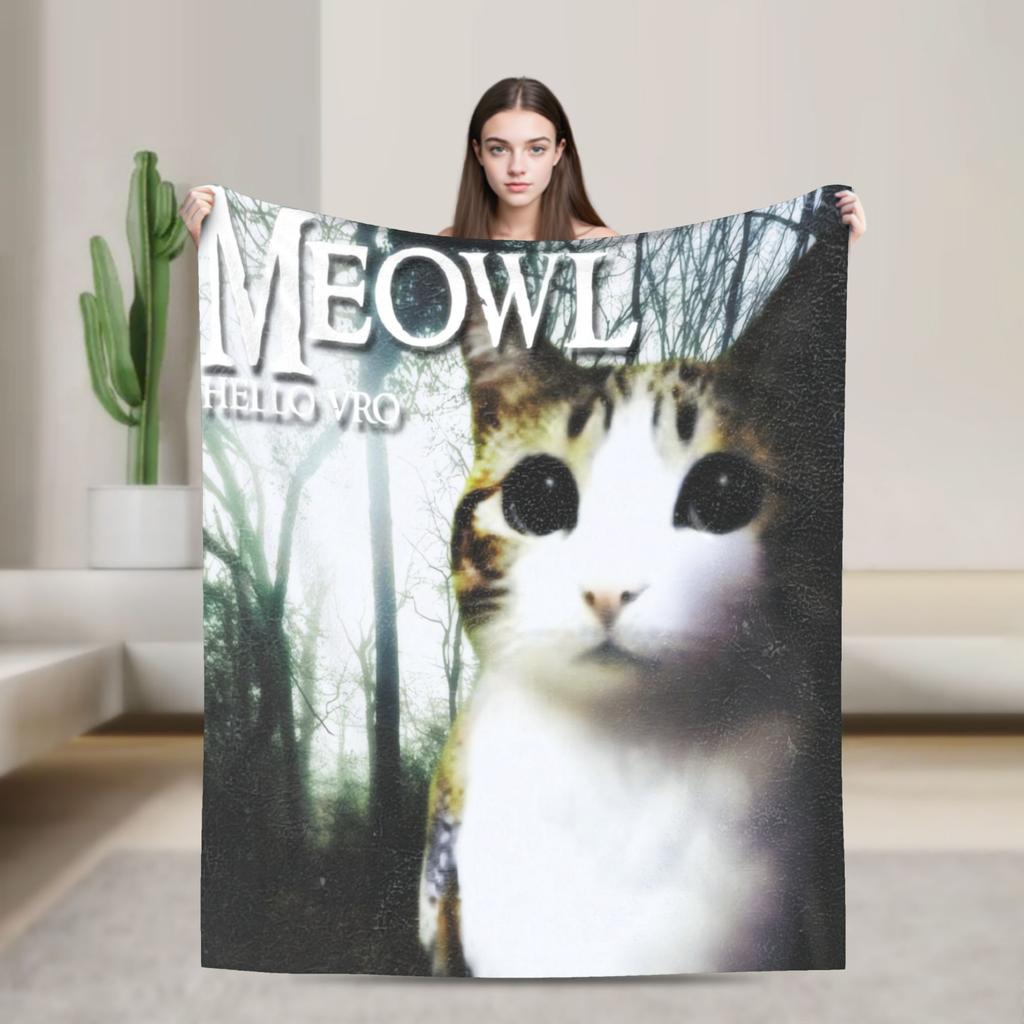 Decora Meowl Soft Warm Blanket Airplane Travel Plush Throw Blanket Aesthetic Outdoor Flannel Bedspread Sofa Bed Cover