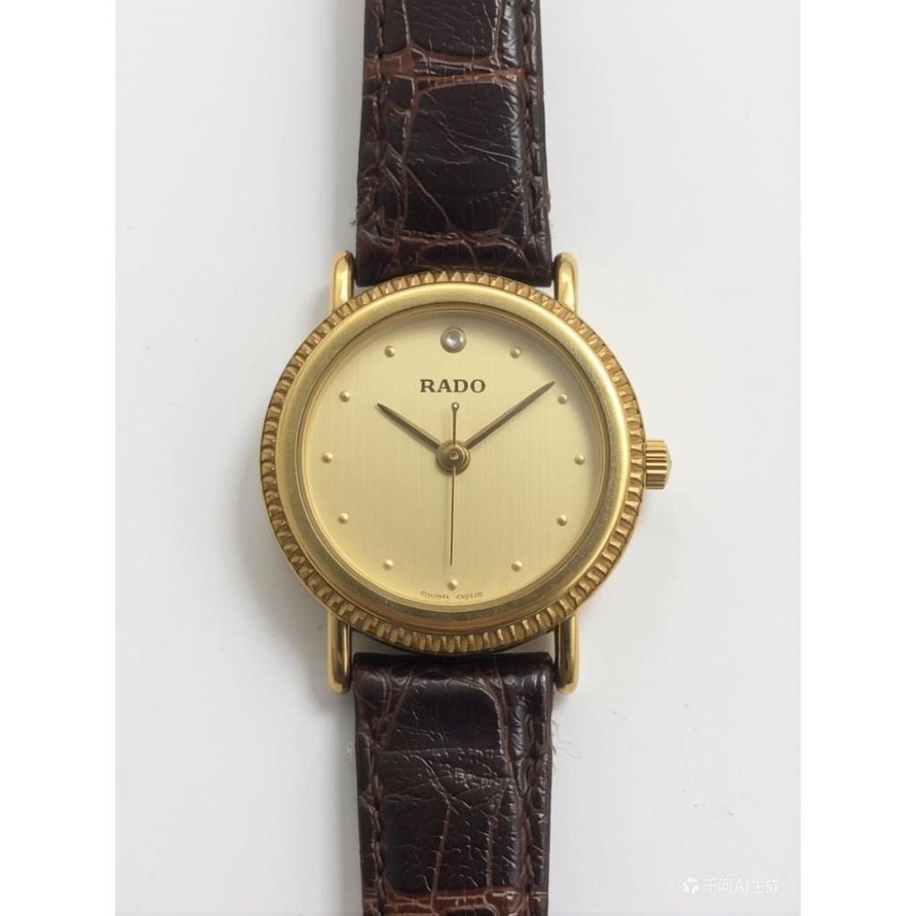 Used Today only RADO Rado Vintage Ladies Watch Gold Dial Black Leather Strap Working Item (Battery Replaced) Video is AI