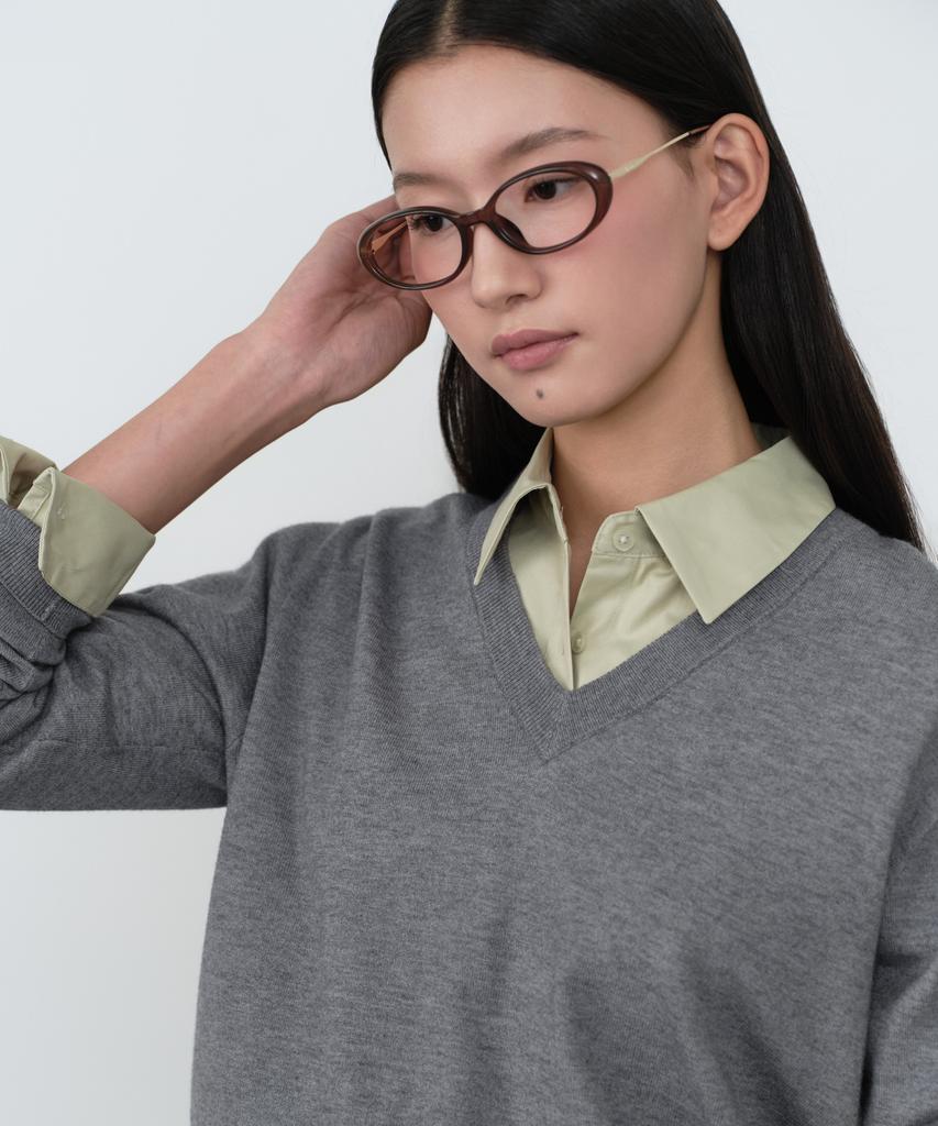 MUSINSA STANDARD WOMAN Women'S Essential V-Neck Knit [Medium Grey]