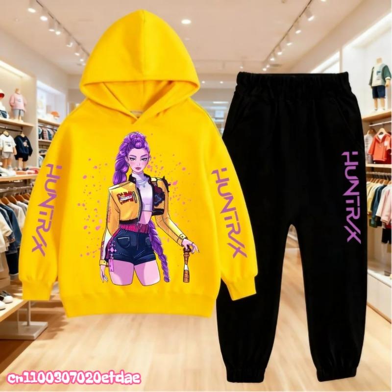 2025 Heiße Herbstmode KPop Dämonenjäger Print Kinder Set Hoodie+Hose Anzug 2-teiliges Set Kind Junge Mädchen Kleidung Lässiger Trainingsanzug