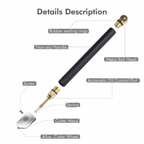 HT HOMETINKER Glass Cutter, 2mm-20mm, with Glass Cutting Oil, for Mirrors, Tile, and Mosaics