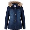Home Autumn and Winter Foreign Trade European and American Plus Size Plus Size Women Clothes Hooded Fleece-lined Thickened Denim Coat Mid-Length