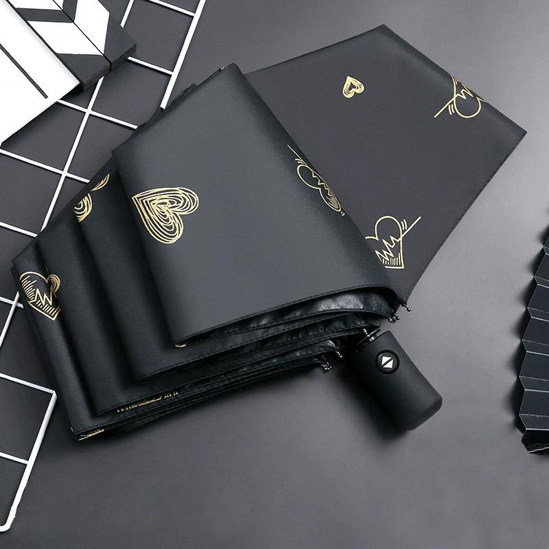 Full-Automatic Rain and Rain Dual-Use Umbrella Female Student School Special Sun Umbrella UV Black Sun-Proof UV Protection