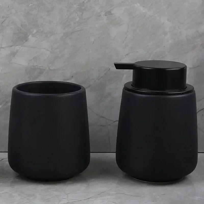 Kitchen Liquid Soap Dispensers Black Ceramic Bottle Hand Sanitizer Shampoo Bottle  Shower Gel Dispenser for Bathroom Accessories