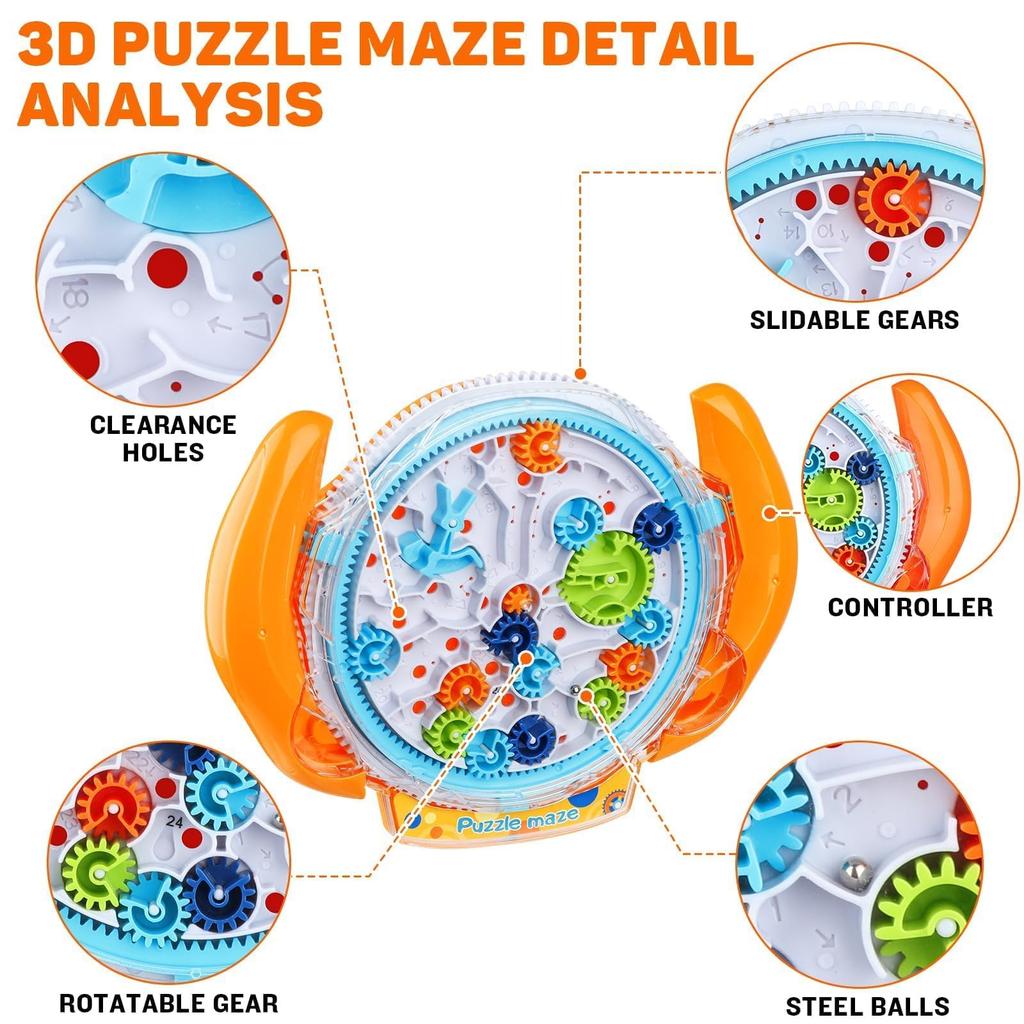 MagicBeans 3D Maze Magic 3D Labyrinth 3D Puzzle Cube Puzzle for Solo Elementary School Develops Balance and Ball, Cube, Ball, Game, Kids, Play,