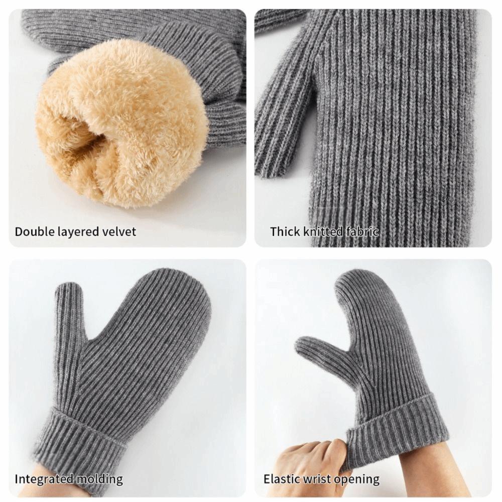 Knit Stretchy Winter Gloves Fleece Lining Snow Gloves High Quality Thermal Gloves  for Women Men