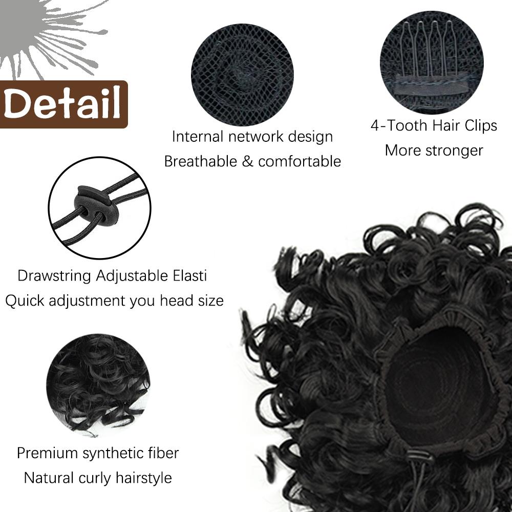 MISSQUEEN Hair Bun Synthetic Elastic Drawstring Loose Wave Messy Curly Ponytail Hair Extensions Bun Hair Piece For Women Daily Wear
