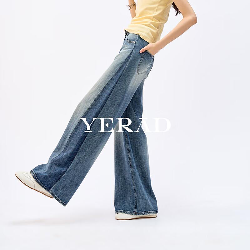 YERAD Women s Linen Lyocell Tall Loose Wide-Leg Straight Jeans 28