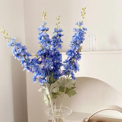 4 Pcs Artificial Delphinium Flower for Vase Filler 33.46 Inch Long Stem Fake Larkspur Flower Faux Silk Bouquet for Wedding Home Decor Floral
