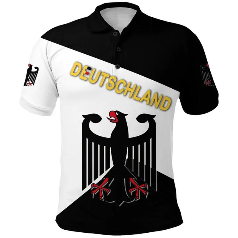 3d Print Germany Flag Polo Shirt For Men National Emblem Pattern T-shirt Tops Summer Casual Street Lapel Short Sleeve Shirts