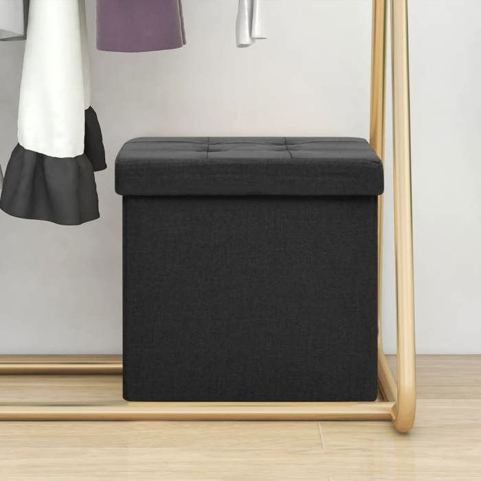 VidaXL Tabouret de Rangement Pliable Coffre de Rangement Conteneur de Rangement Salon Salle de Séjour Maison Intérieur Noir 338763