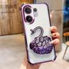 KEYSION Shockproof Plating Phone Case for VIVO V60 5G Clear Soft TPU Glitter Jewelled Swan Kickstand Back Cover for VIVO V60