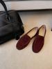 Sheepskin version~ leather round pointed sheep Flat bottom one pedal lazy loafer single shoes women