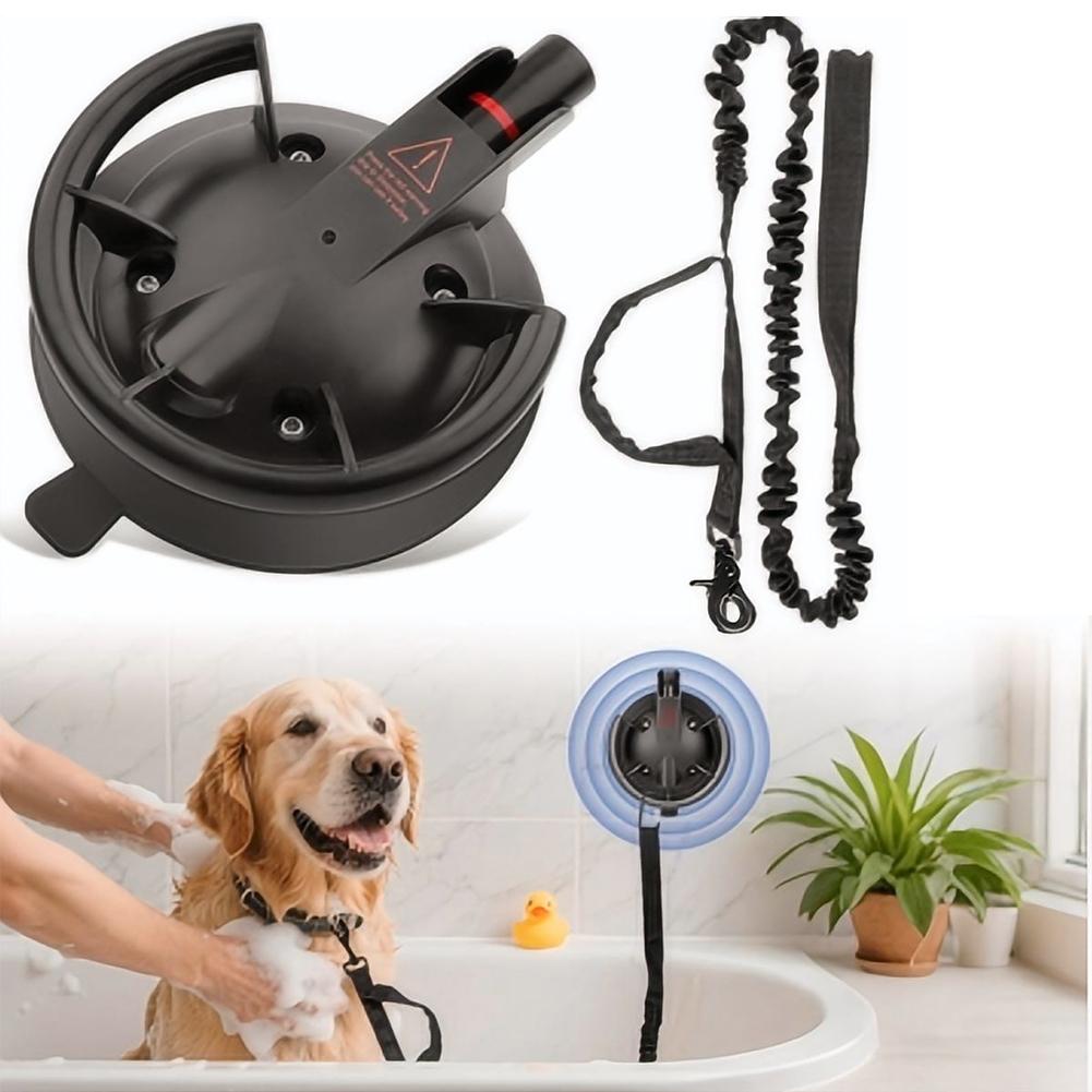 Shower Parts Dog Bathing Suction Cup With Tether: Secure & Easy-Bathing Suction Cup Set 15x12x6cm Plastic Vacuum Pump 260LBS