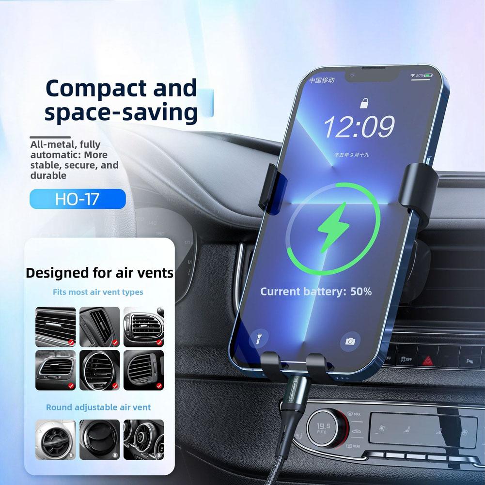 Gravity Lock Magnetic Phone Holder for Car Air Vents Compatible with For 4 7 To 6 9 Inch Smartphones Soft Silicone Protection