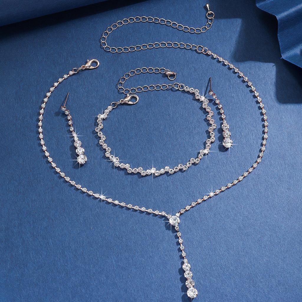 Shiny Diamonds Collarbone Chain Jewelry Set Women'S Jewelry Party Evening Necklace Earrings Bracelet Choker Fashion Accessories