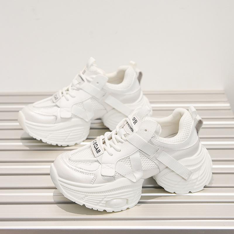 Small Size Platform Silver Fashion Dad Shoes Women's New Versatile Casual Shoes Heightening Lightweight Sports Shoes Trendy Shoes
