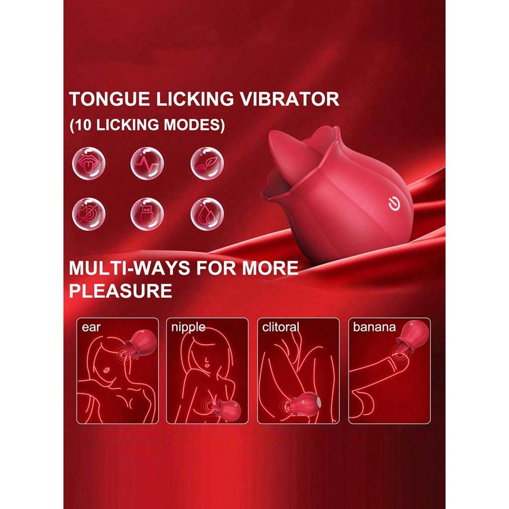 Sex Toy Rose Vibrator,Clitoral Nipples Penis Stimulator,Realistic Tongue Flower Vibrater With 10 Tongue Licking Mode,Adult Sex Toys For Women